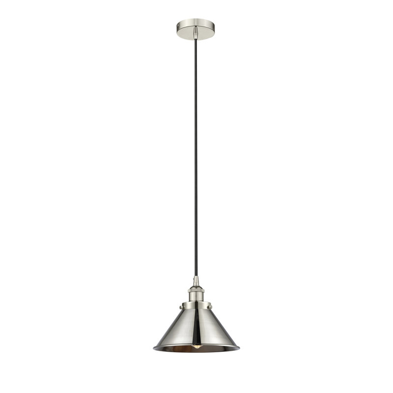 Luminaire suspendu conique à 1 lumière Robert, Nickel poli