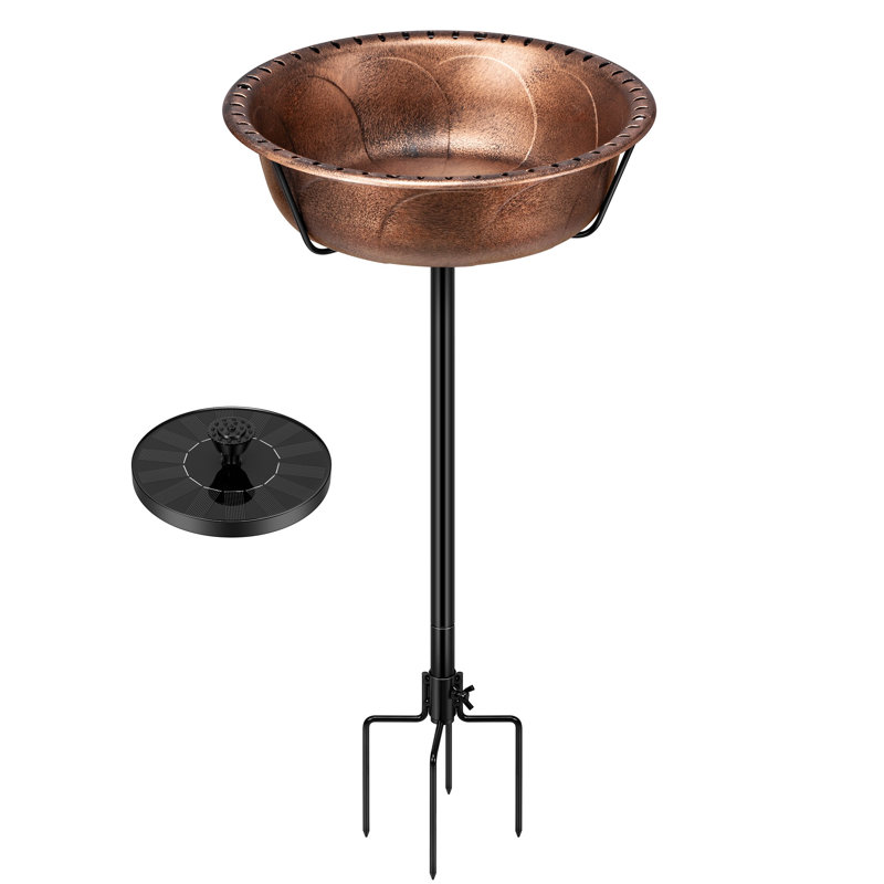 Bol pour bain d'oiseaux en polyrésine avec fontaine solaire Rieleigh, Bronze
