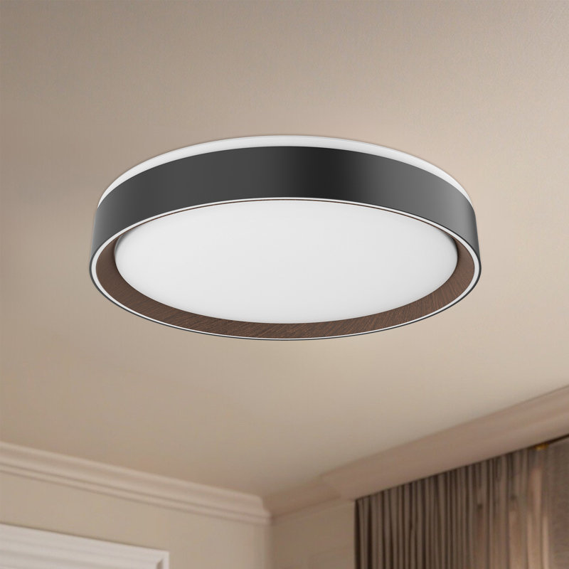 Essex 1 - Light LED Flush Mount, White/Walnut