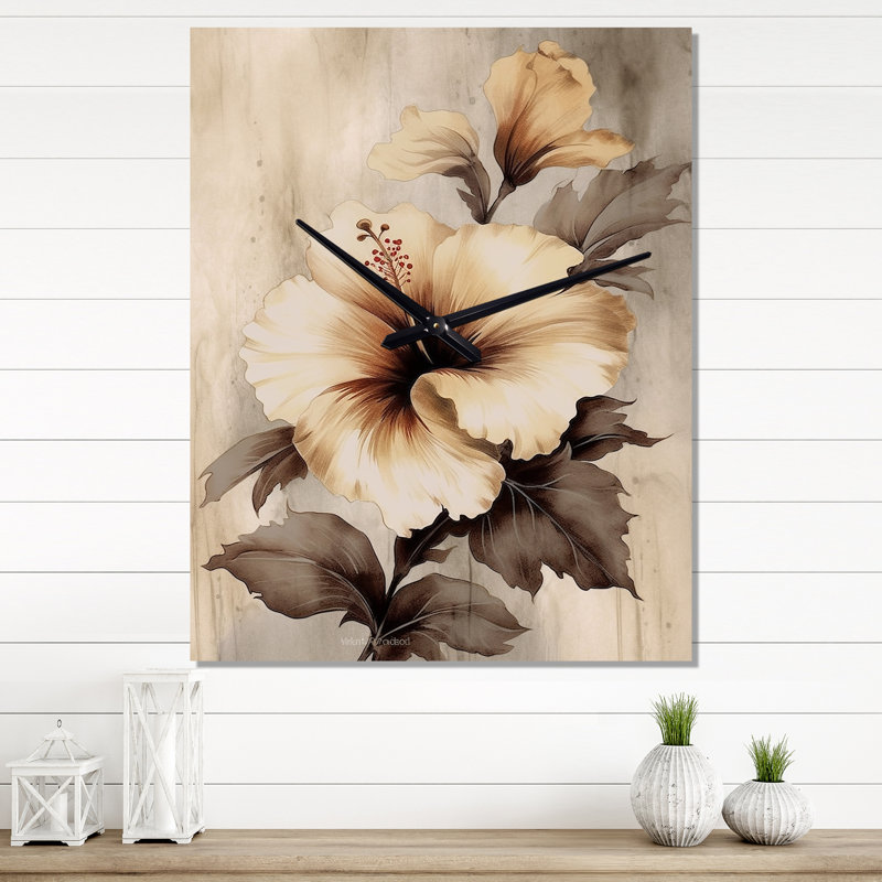 Horloge murale rétro Hibiscus II - Hibiscus, Moyen