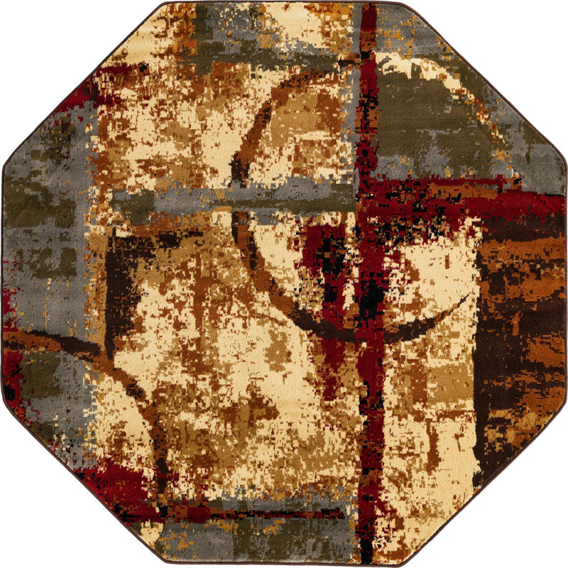 Adetomiwa Geometric Indoor Rug, Octagon 6'1" x 6'1"