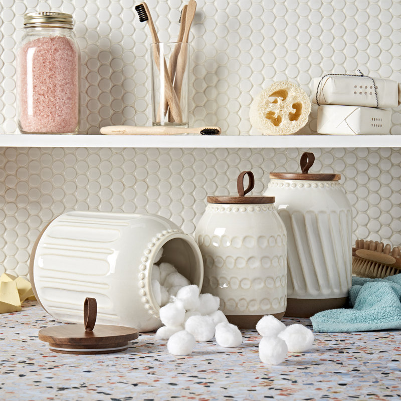 On the Counter 3PC Ziggy Canisters With Acacia Wood Lid