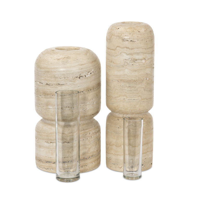 Haylen Vases-Light Travertine
