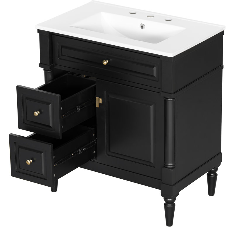 Meuble-lavabo de salle de bain avec lavabo, Noir