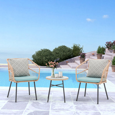 Harbert Premium All-Weather Wicker 2 - Person Patio Conversation Sets with Cushions