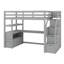 Lit mezzanine en bois de pin avec bureau, tablettes, escalier de rangement, deux tiroirs intégrés-1240347326
