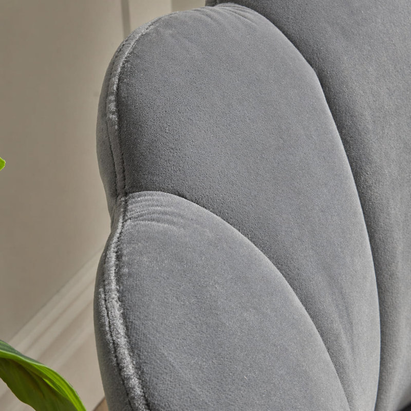 Bruning Scallop Velvet Barrel Accent Chair, Grey