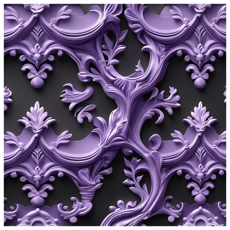 Couvertures ornées à motif baroque mauve, 60in W x 80in H