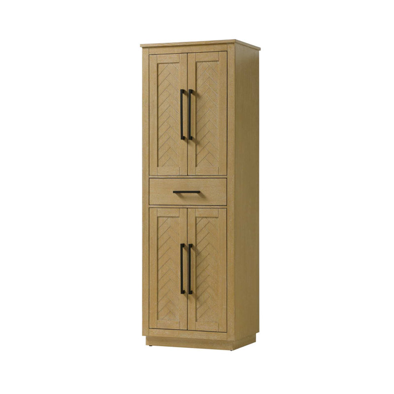 Armoire de rangement pour salle de bain 24 pouces en chêne lin, H 72 po x l 24 po x P 18 po, Lin chêne