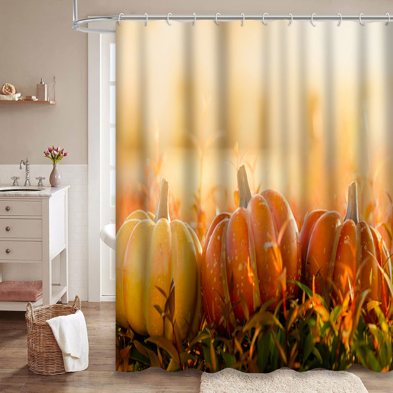 Rideau de douche avec 12 crochets Pumpkins Sunset, L 72 po x l 78 po