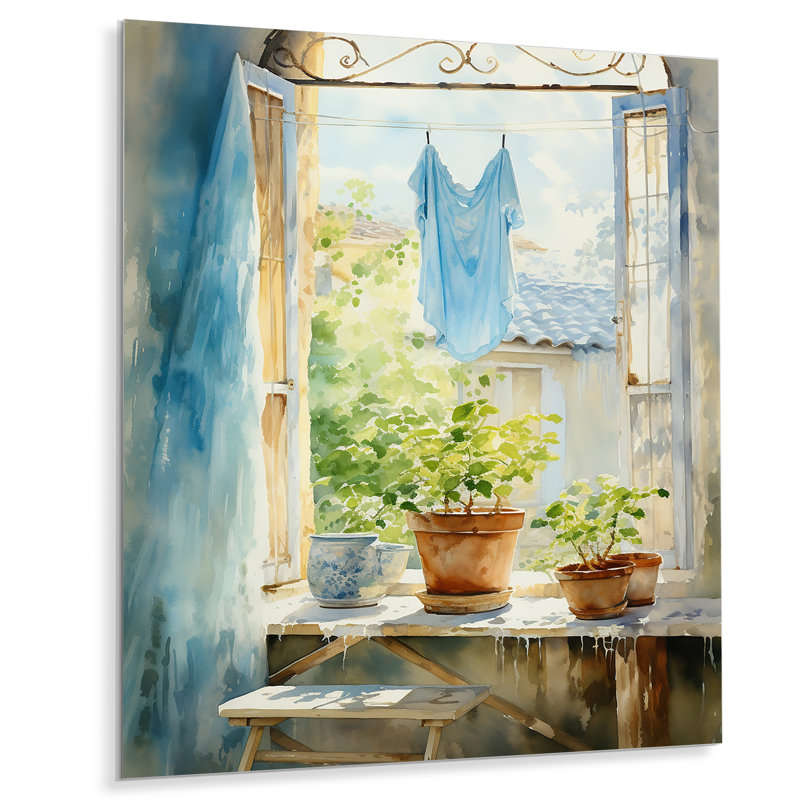 Washday Blues In Provence 4 - Laundry Metal Wall Art, 20" H x 12" W x 1" D