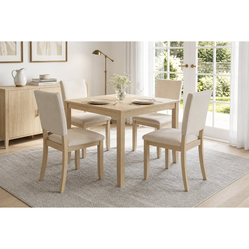 Ensemble de salle à manger moderne en bois 5 pièces, 1 table et 4 chaises rembourrées, 4 sièges pour la cuisine et la salle à manger