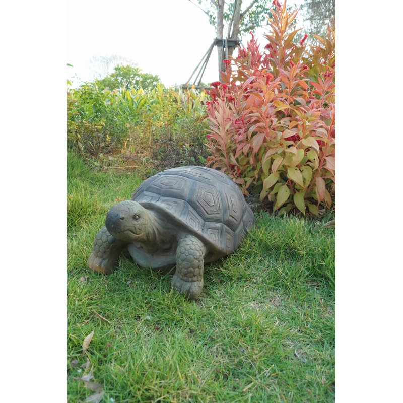 Life-like Brown Resin Turtle Garden Statue, 21 Inches