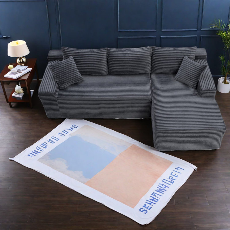 Canapé modulaire à compression en L, méridienne en velours côtelé moderne pour la maison