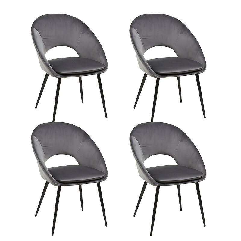 45cm H Metal Stacking Side Chair in Grey, 4