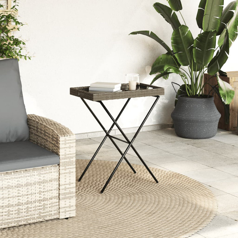 Table pliante en poly rotin 25,6 po x 15,7 po x 29,5 po Latitude Run®, Gris