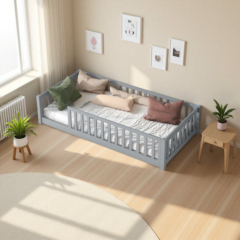 Lit sur pied, Gris, Lit simple