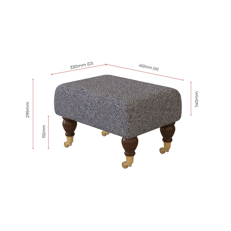 Autryville Wood Caster Leg - Plush, Mahogany, Boucle, Sapphire