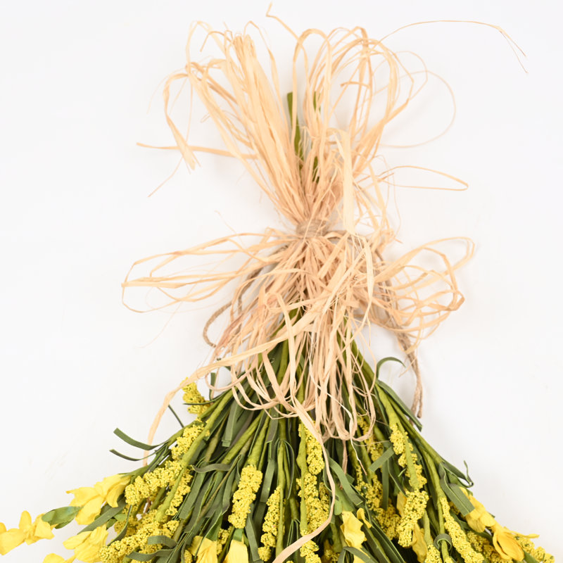 Décoration murale 22 "ferme artificielle printemps été fleurs sauvages fleurs florales et grappe de baies, Jaune