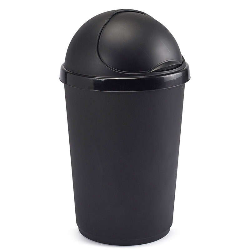Whitefurze Plastic Rubbish Bin, 30L, Black, 49cm H  x 33cm W  x 33cm D