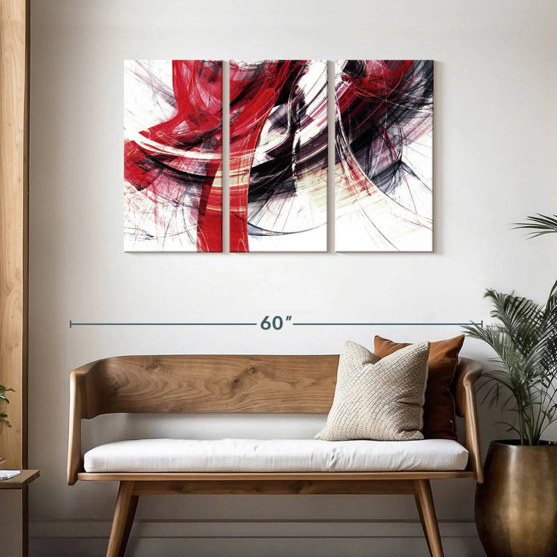 Avery - mouvement abstrait rouge, H 28 po x l 45 po