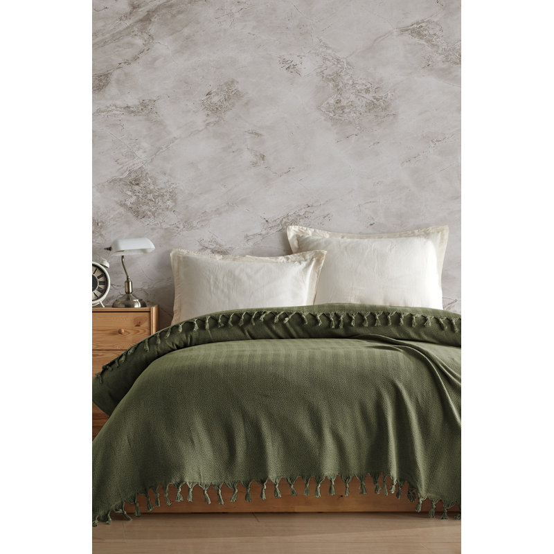 Luxueuse couverture double piqué 100% coton recyclé, 78,7 po x 86,6 po | 280 g / m² | Lavable à la machine à 104 ° F, couleur kaki élégante | Confort écologique pour la maison, parfait pour les espaces de vie confortables