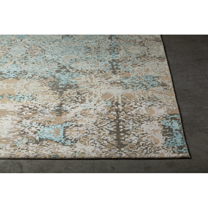 Tapis transitionnel tissé à la main Vingel Authentic - bleu / beige, Rectangle 5 pi x 7 pi 6 po