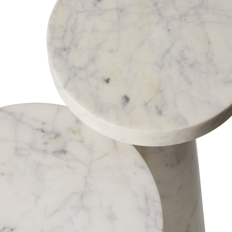 Mabel Nesting End Tables-Veined White Marble