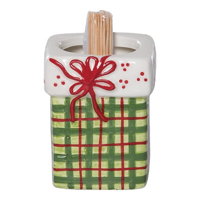 Ceramic Toothpick Holder Presents, Green, Ceramic, Table, Kitchen, Christmas, Tabletop, Toothpick Holder
