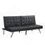Structure en bois, pieds en acier inoxydable, futon, canapé en PVC noir