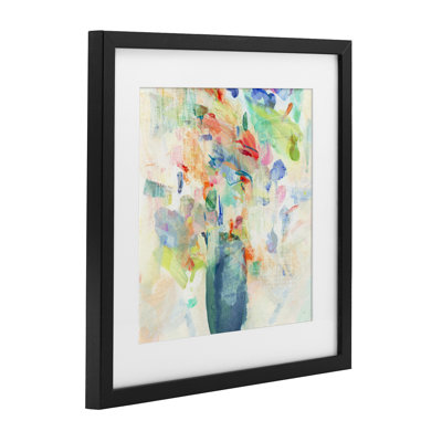 Summer Flowers Brushstrokes Framed Print Under Glass, design by Susan Jill