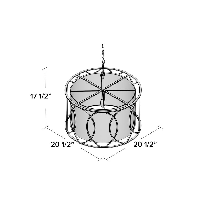 3 - Light Dimmable Drum Chandelier