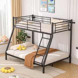 Aafke Kids Twin Size Metal Bunk Bed Frame with Ladder & Full-Length Guardrail Heavy Duty Sturdy 2 in 1 Convertible Bunk Bed