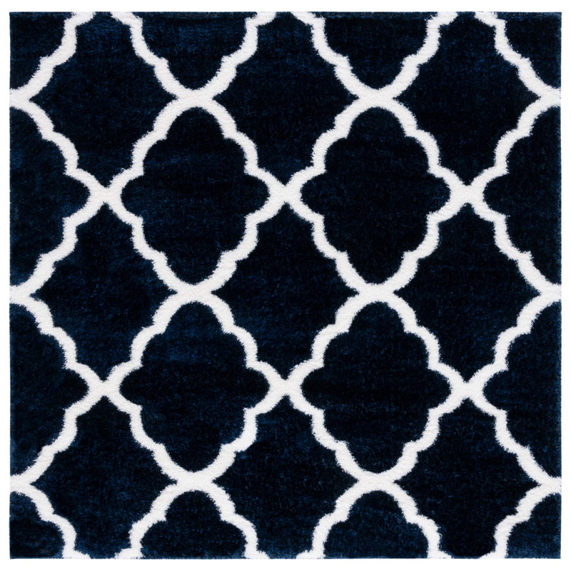 Tapis bleu / blanc Danesha, Carré 6 pi 7 po