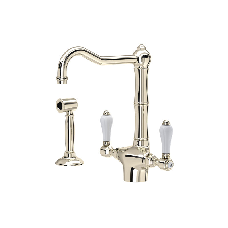Acqui® Two Handle Kitchen Faucet with Side Spray, Polished Nickel