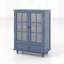Buffet minimaliste bleu avec portes doubles en verre et tiroir, rangement moderne en bois pour les espaces de vie et de salle à manger