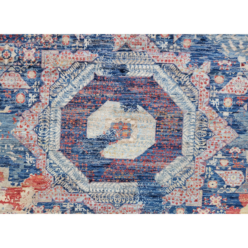 Hand Knotted Wool Area Rug in Multi
