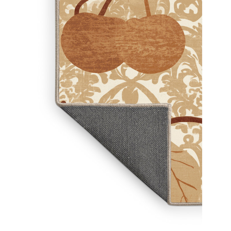 Tapis moelleux moelleux et doux en damas cerise classique beige - reliure beige, 6 x 9