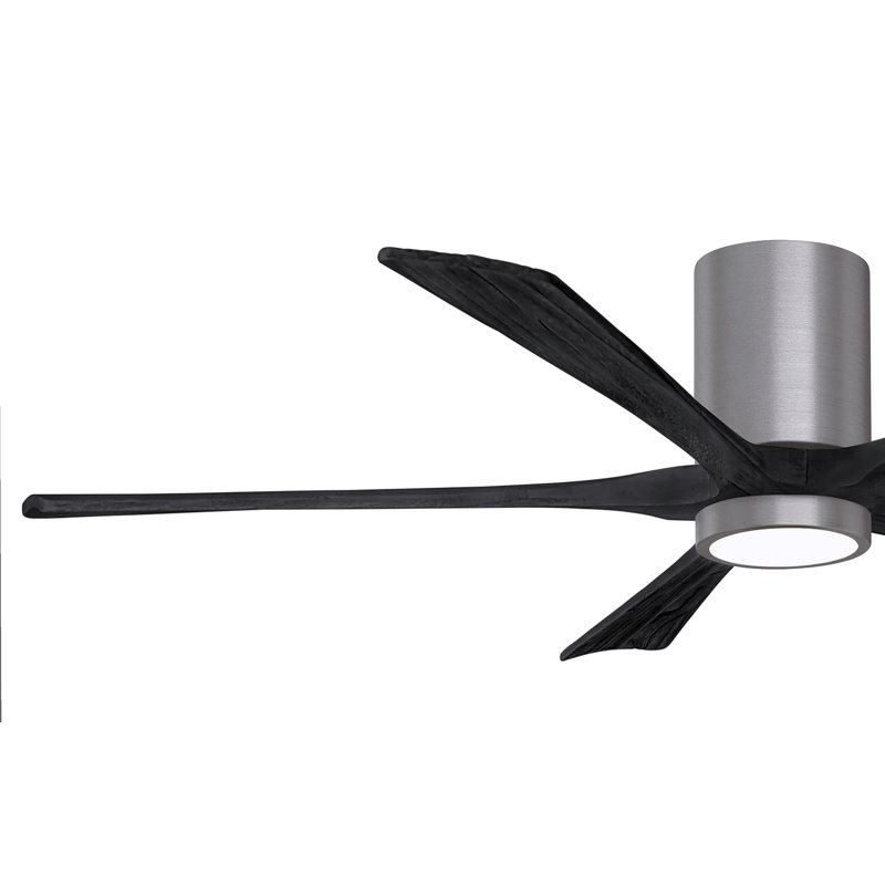 Irene Flushmount Light Kit 5 Blade LED Ceiling Fan, Brushed Pewter, Matte Black, 60"