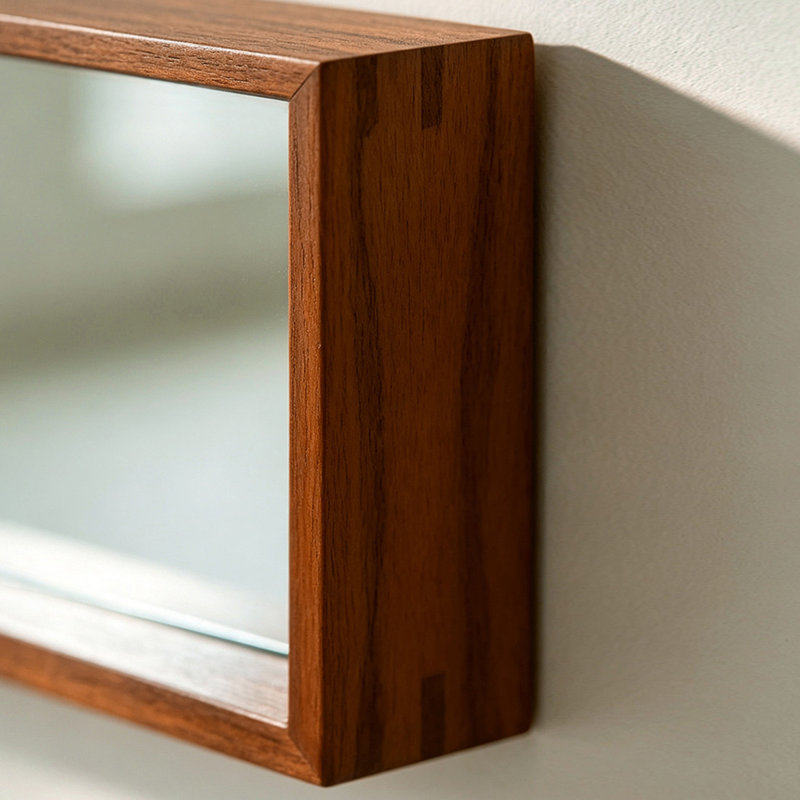 Miroir mural rectangulaire en bois massif