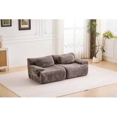 Canapé modulaire à compression, sans assemblage requis avec un tissu en velours de lapin
