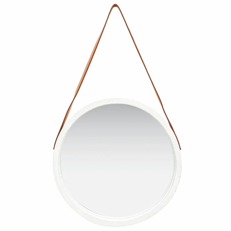 Hagood Wood Wall Mirror, 50cm H x 50cm W, White/Brown