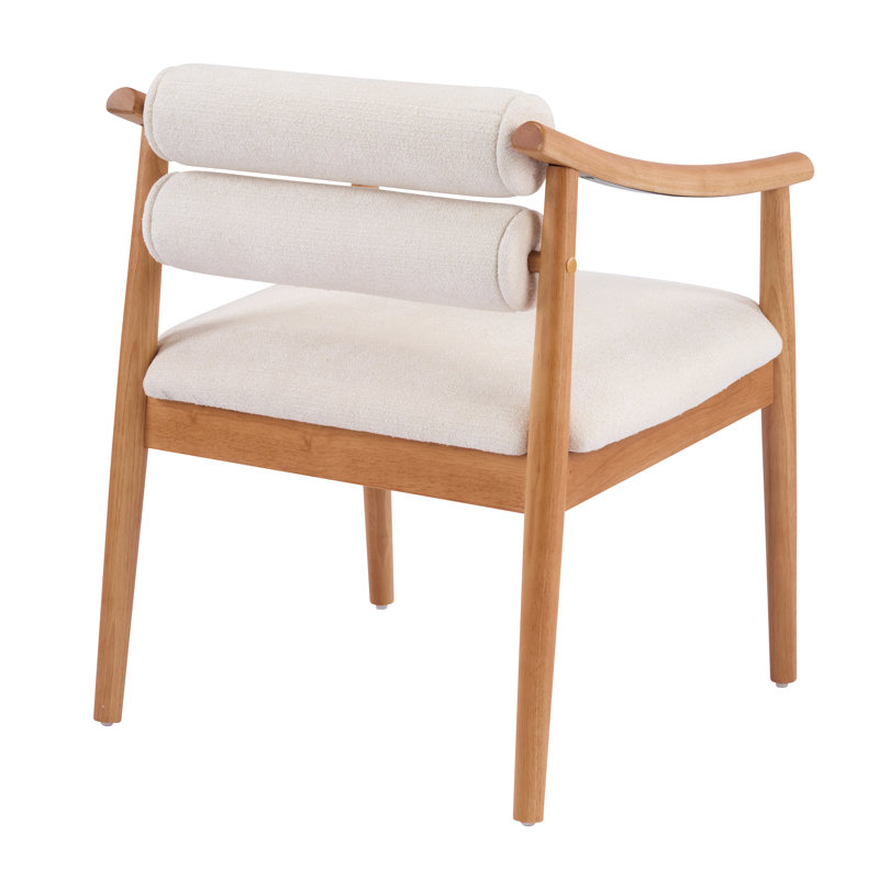 Chaise rembourrée avec dossier cylindrique et structure en bois massif, 6