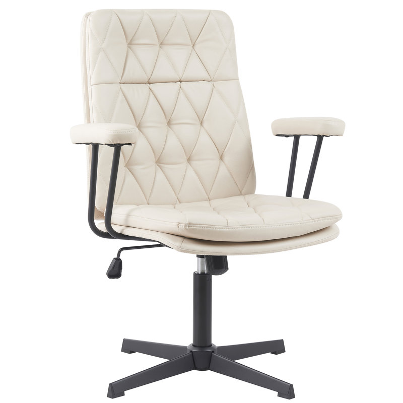 Fauteuil de direction en cuir avec accoudoirs, Blanc