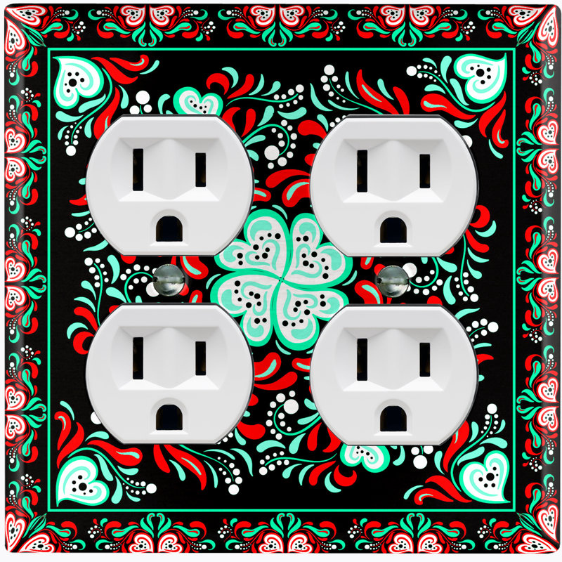 Plaque murale 2 prises Contemporary Heart, Rouge/vert