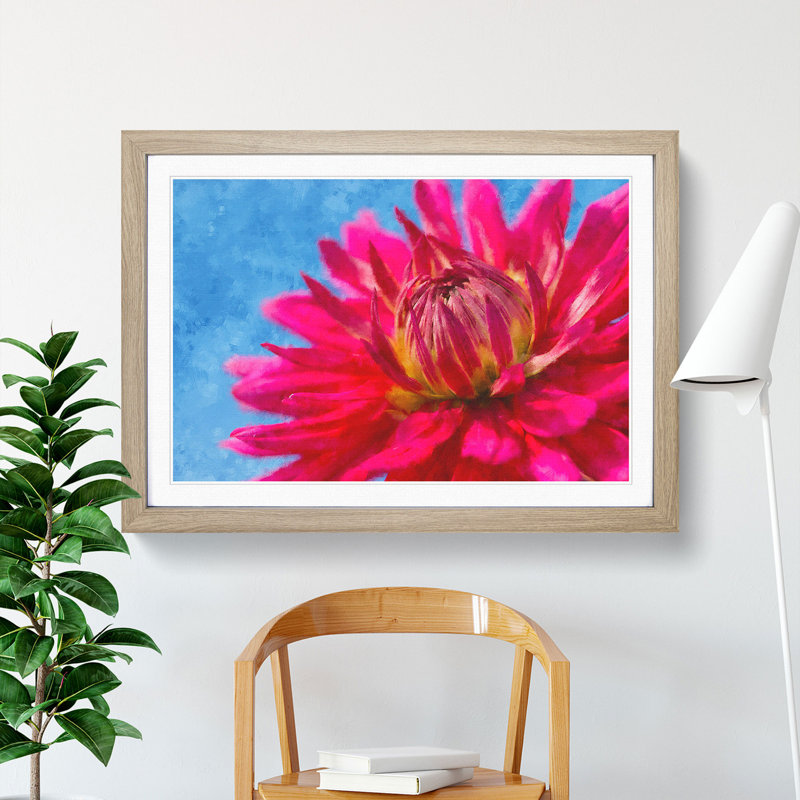 The Pink Flower - Picture Frame Graphic Art, 27cm H x 36cm W x 2cm D, Oak Framed