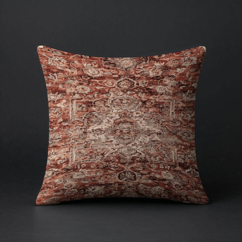 Coussin décoratif intérieur et extérieur Modern, Carré 16 po, Brun / crème / bourgogne rayé
