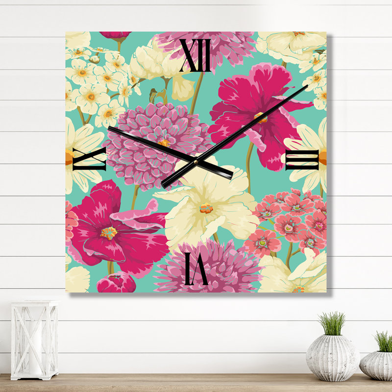 Horloge murale rétro rose et jaune, Petit
