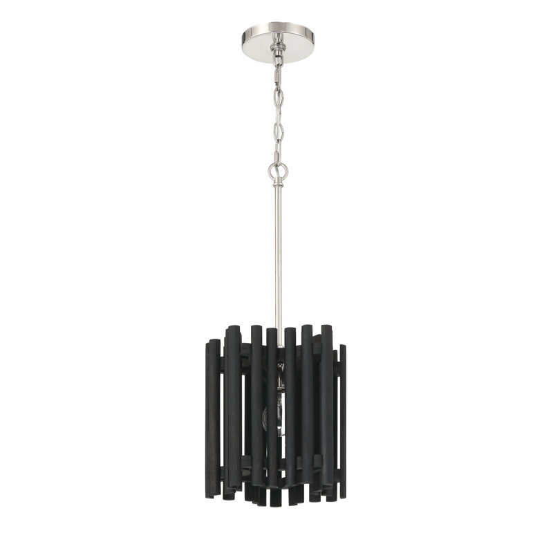 Luminaire suspendu 1 lumière Backstrom, Nickel poli, Noir