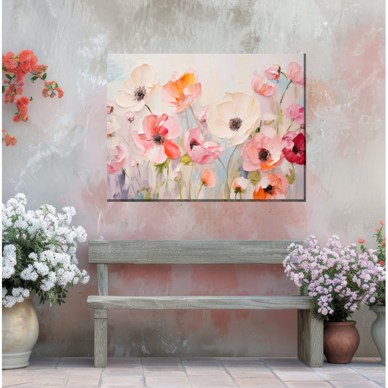 Art sur toile pastel coquelicots d'extérieur